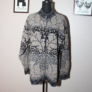 Whortleberry Womens Wool Blend Sweater Cottage Cabin Winter Cardigan Size Large